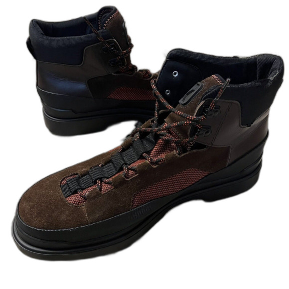 Calvin Klein Collection Men’s High Top Sneakers Suede Nylon Brown Red Size 11.5